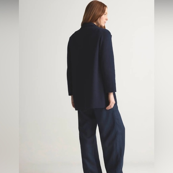 NWT Quince 100% Organic Cotton Women’s Knit Blazer in Navy - Picture 2 of 9